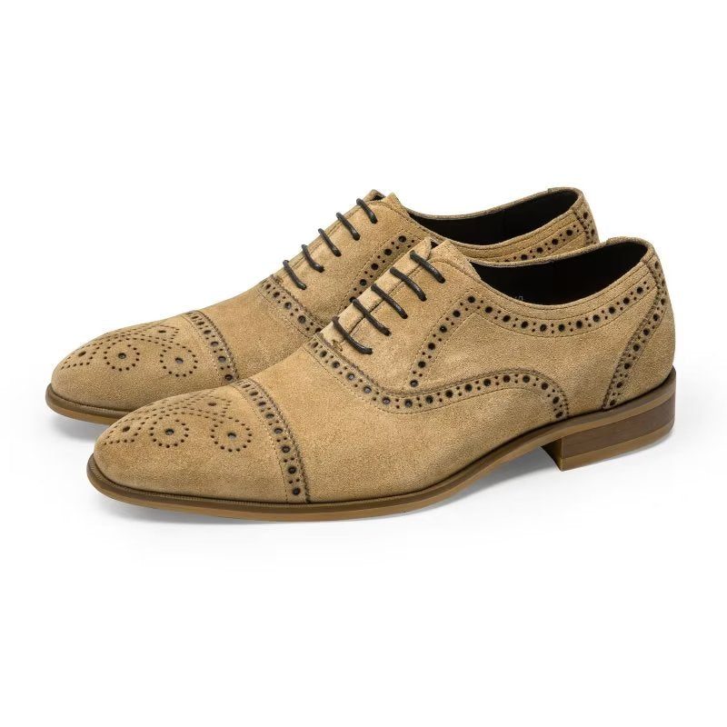 Formell Skor Herr Elegant Textur Snörningsklänning Brogues - Beige