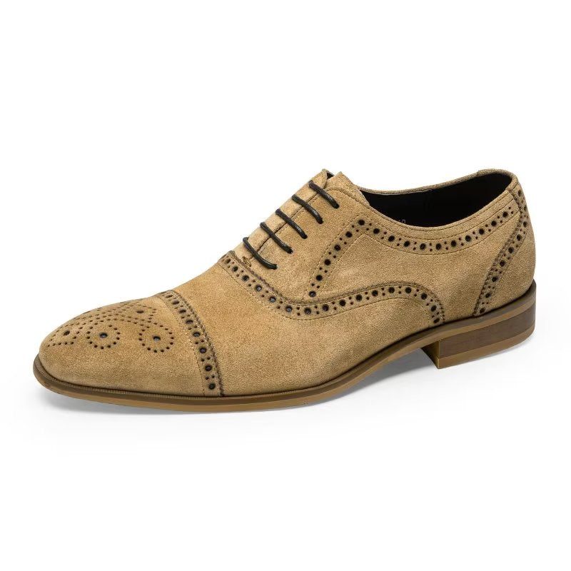 Formell Skor Herr Elegant Textur Snörningsklänning Brogues - Beige