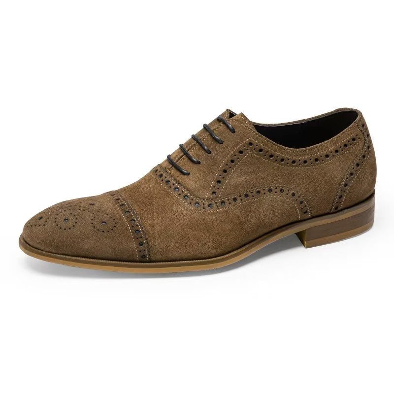 Formell Skor Herr Elegant Textur Snörningsklänning Brogues - Kaffe