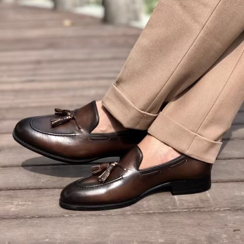 Formell Skor Herr Elegant Tofs Brogue-stil Oxford-läderskor - Kaffe