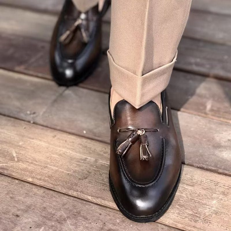 Formell Skor Herr Elegant Tofs Brogue-stil Oxford-läderskor - Kaffe