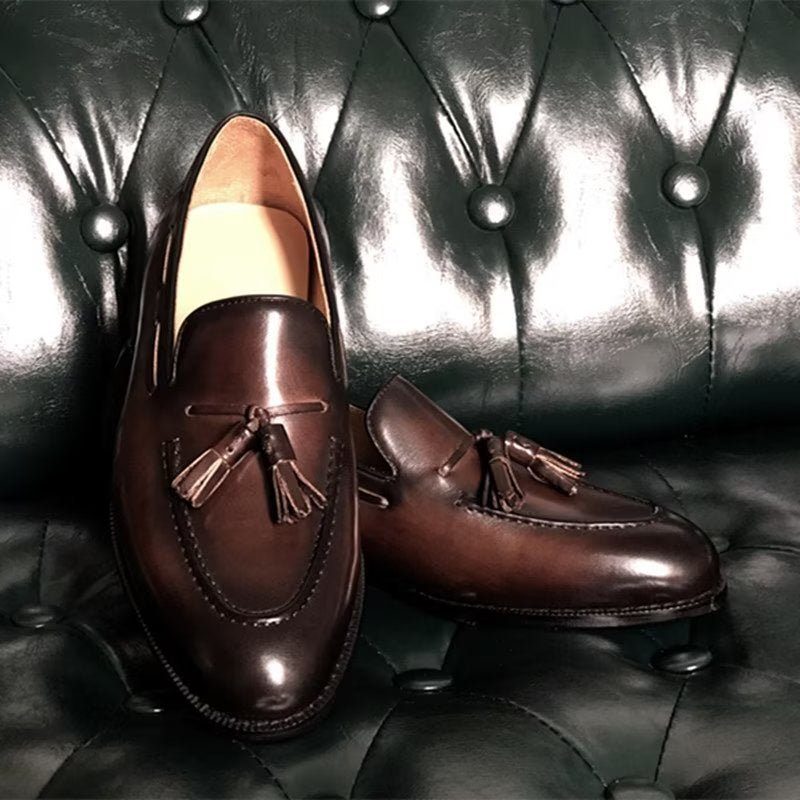 Formell Skor Herr Elegant Tofs Brogue-stil Oxford-läderskor - Kaffe