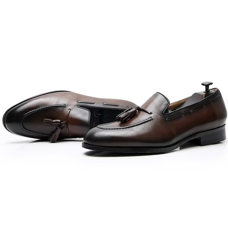 Formell Skor Herr Elegant Tofs Brogue-stil Oxford-läderskor - Kaffe