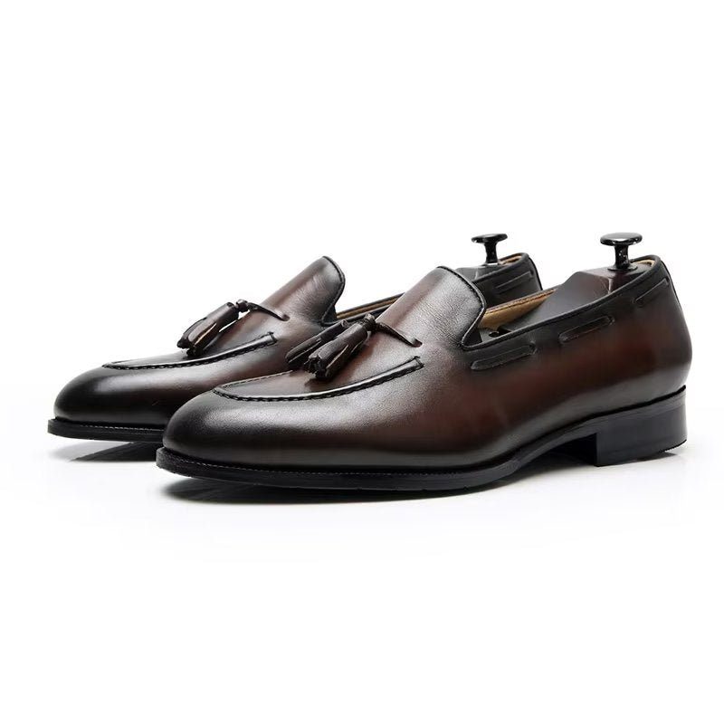 Formell Skor Herr Elegant Tofs Brogue-stil Oxford-läderskor - Kaffe