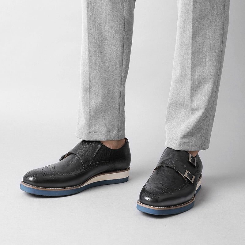 Formell Skor Herr Exotisk Textur Wingtip Platform Loafers - Svart