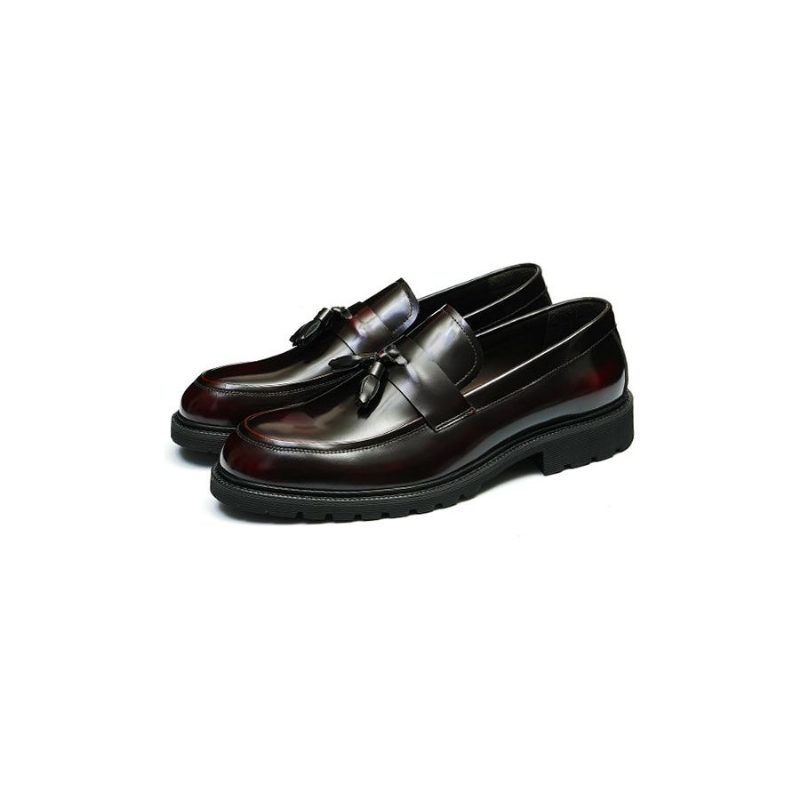 Formell Skor Herr Klassiska Slip-on Tofs Loafers - Vinröd