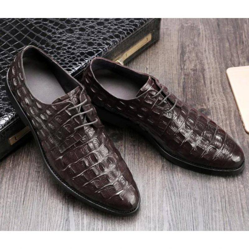 Formell Skor Herr Lyxpräglat Läder Oxford Brogues - Kaffe