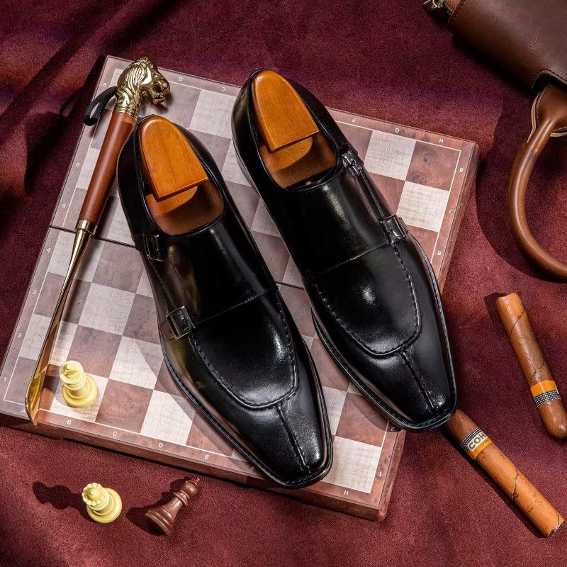 Formell Skor Herr Monkstrap Elegant Cow Leather Klänning - Svart