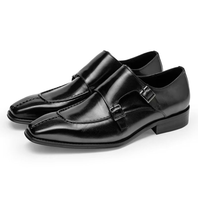 Formell Skor Herr Monkstrap Elegant Cow Leather Klänning - Svart