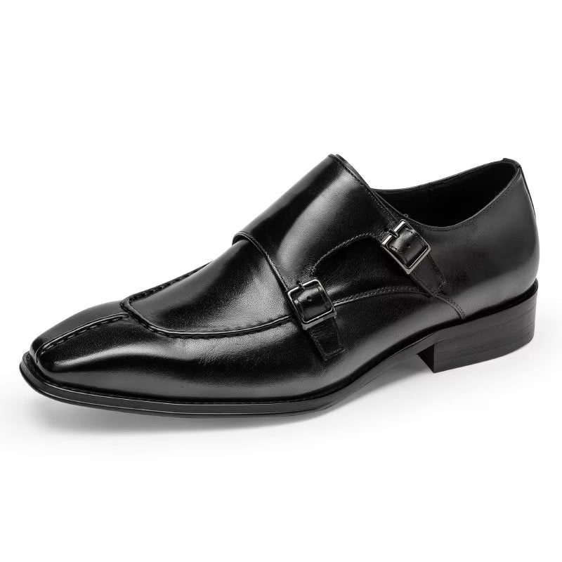 Formell Skor Herr Monkstrap Elegant Cow Leather Klänning - Svart