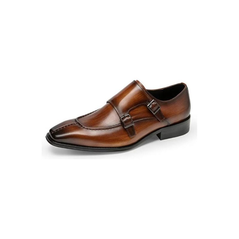 Formell Skor Herr Monkstrap Elegant Cow Leather Klänning - Kaffe