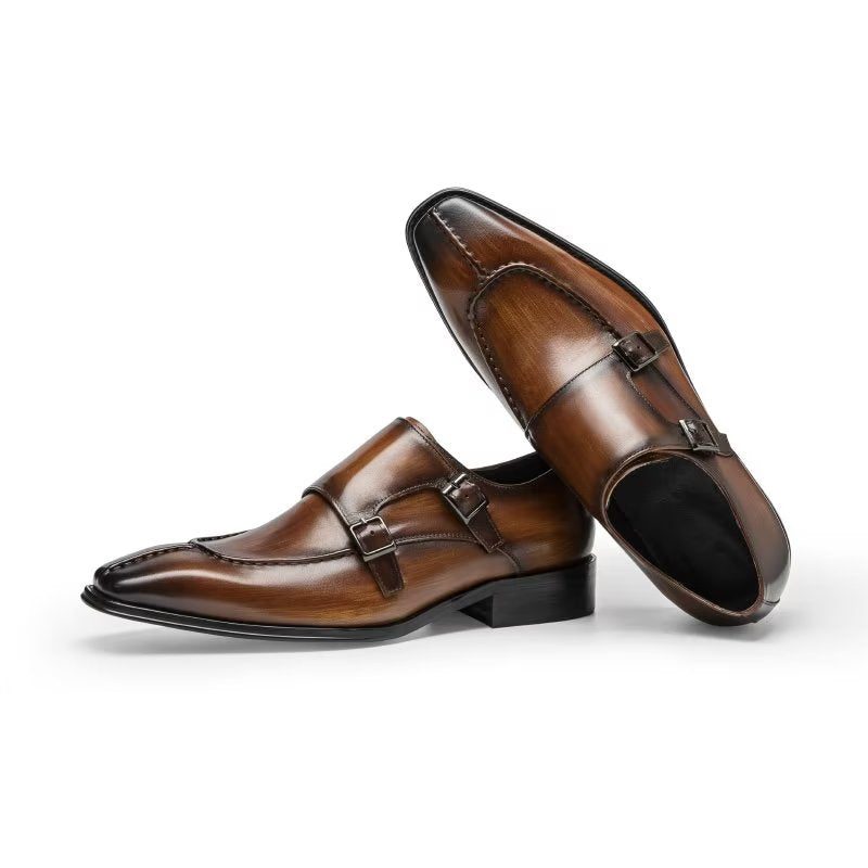 Formell Skor Herr Monkstrap Elegant Cow Leather Klänning - Kaffe