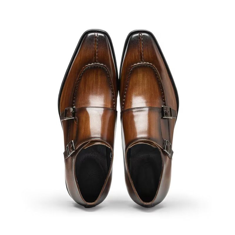 Formell Skor Herr Monkstrap Elegant Cow Leather Klänning - Kaffe