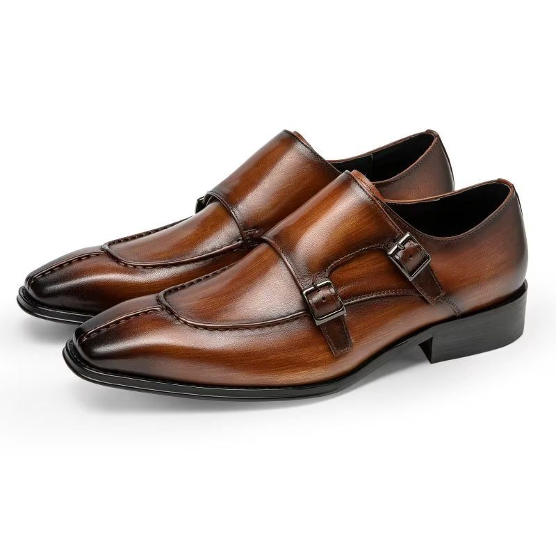 Formell Skor Herr Monkstrap Elegant Cow Leather Klänning - Kaffe