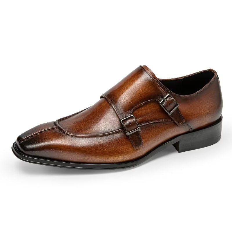 Formell Skor Herr Monkstrap Elegant Cow Leather Klänning - Kaffe