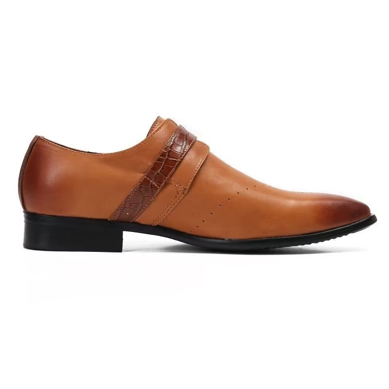 Formell Skor Herr Monkstraps Elegant Slip-ons Med Äkta Läder - Brun