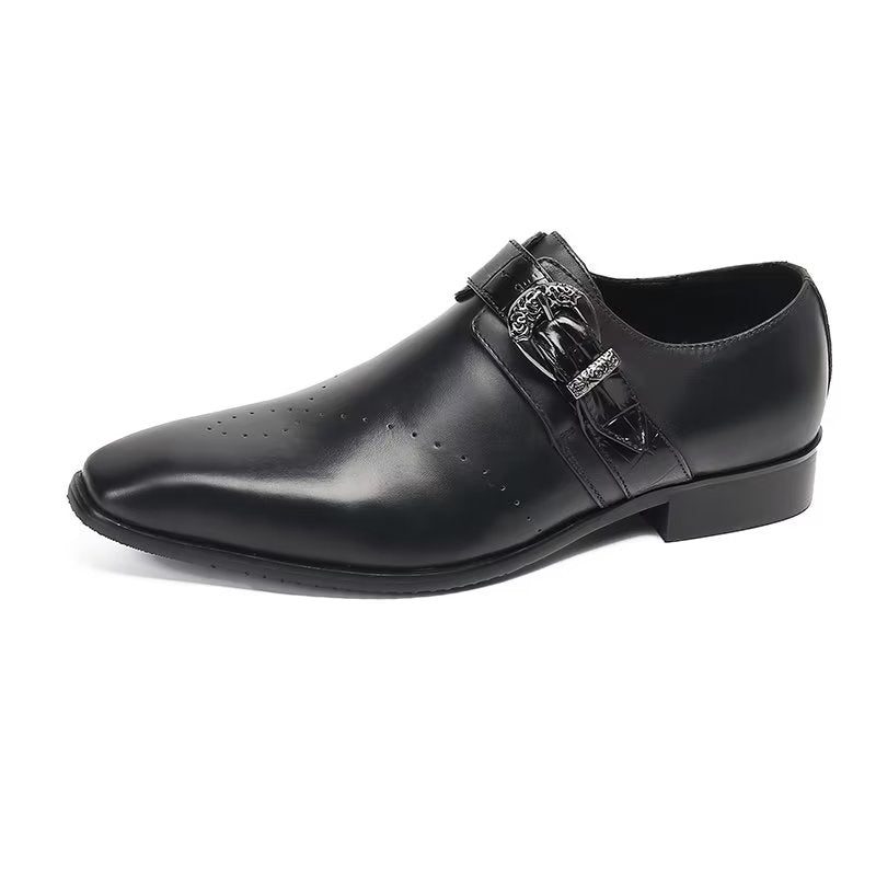 Formell Skor Herr Monkstraps Elegant Slip-ons Med Äkta Läder - Svart