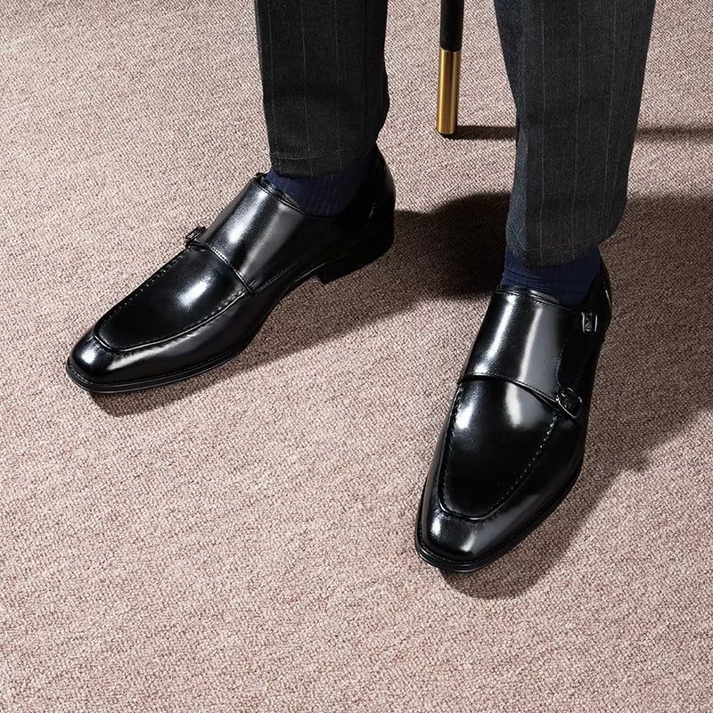 Formell Skor Herr Raffinerat Koläder Slip-on Monkstraps - Svart