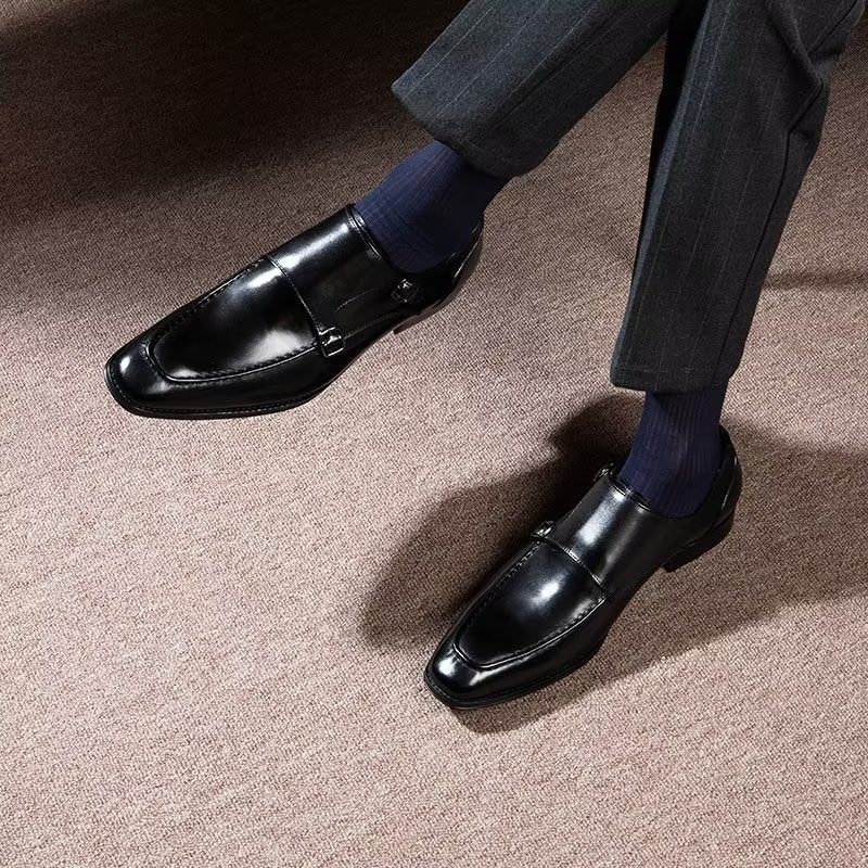 Formell Skor Herr Raffinerat Koläder Slip-on Monkstraps - Svart