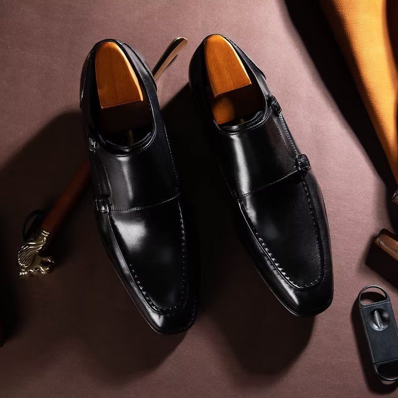 Formell Skor Herr Raffinerat Koläder Slip-on Monkstraps - Svart