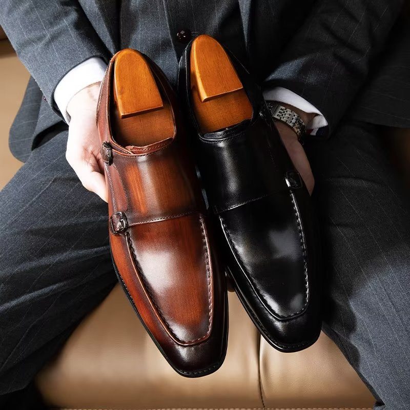 Formell Skor Herr Raffinerat Koläder Slip-on Monkstraps - Svart