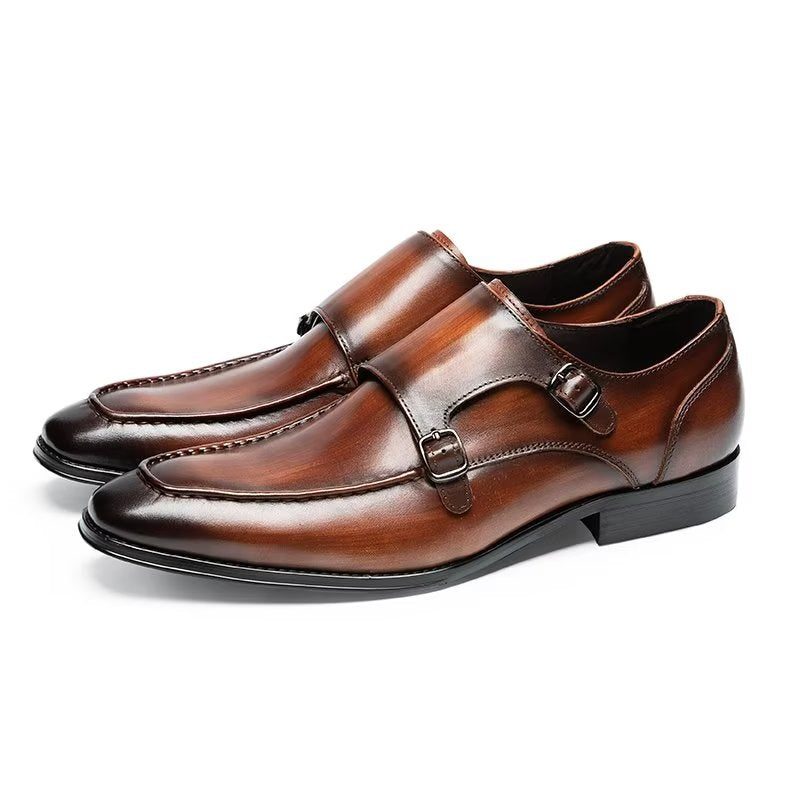 Formell Skor Herr Raffinerat Koläder Slip-on Monkstraps - Kaffe