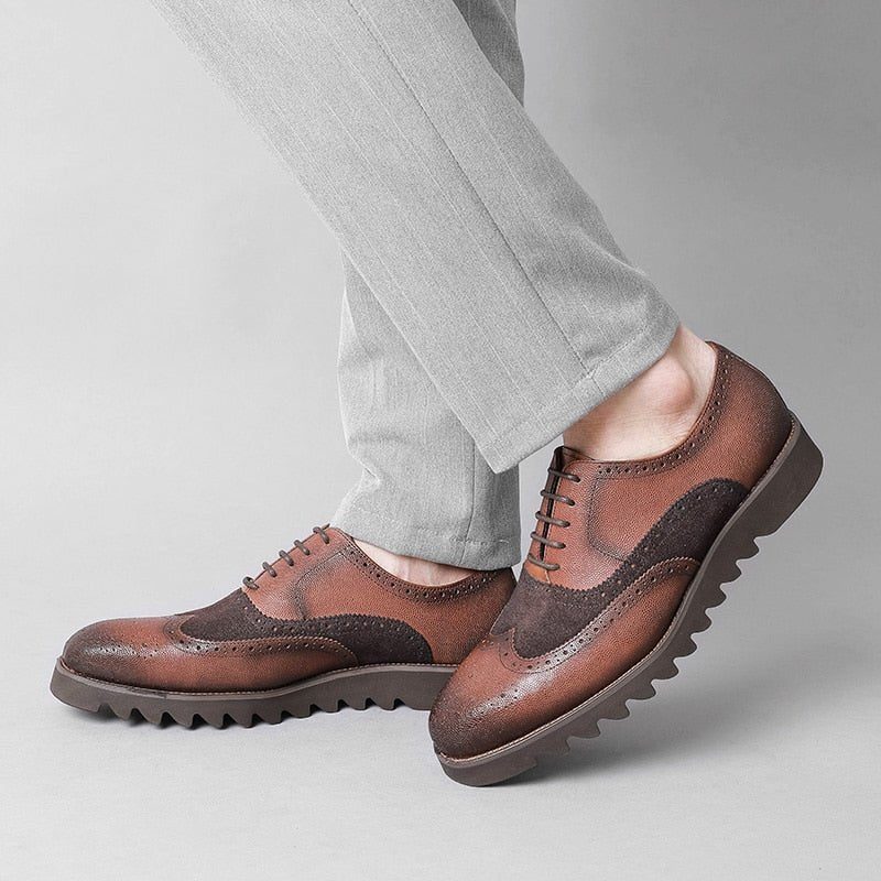 Formella Skor För Män Alligator Luxury Wingtip Brogue Fritidsskor - Kaffe