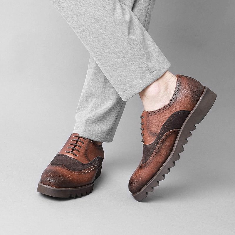 Formella Skor För Män Alligator Luxury Wingtip Brogue Fritidsskor - Kaffe