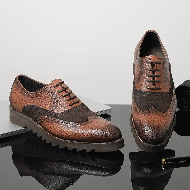 Formella Skor För Män Alligator Luxury Wingtip Brogue Fritidsskor - Kaffe