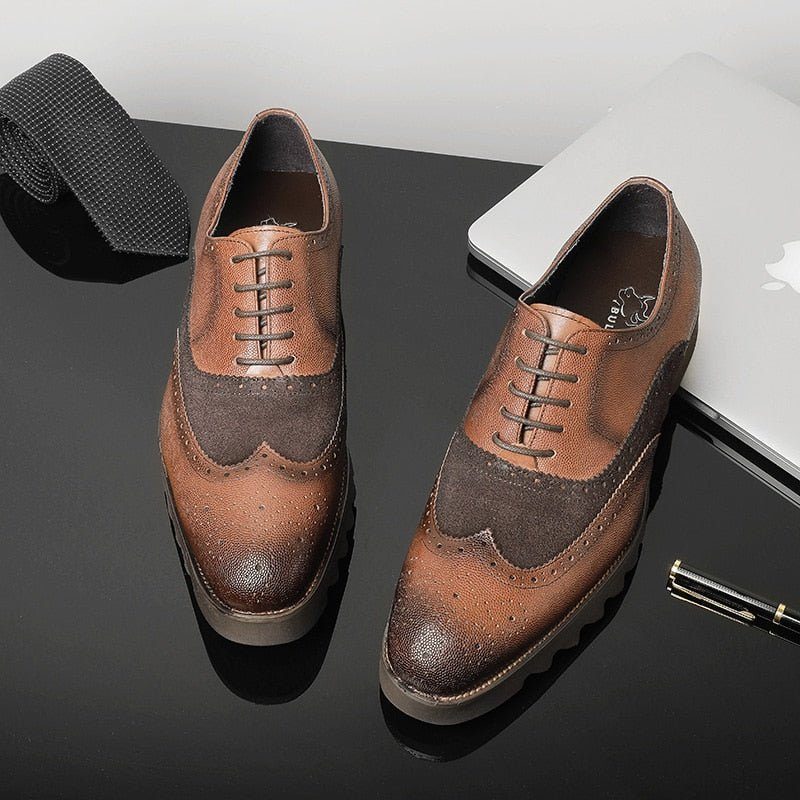 Formella Skor För Män Alligator Luxury Wingtip Brogue Fritidsskor - Kaffe