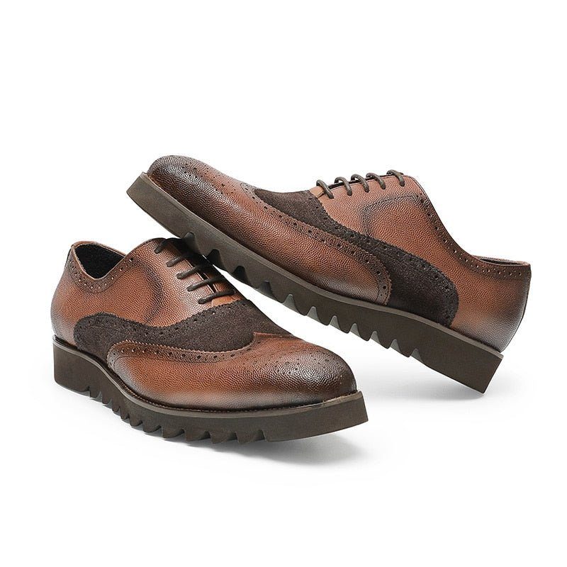 Formella Skor För Män Alligator Luxury Wingtip Brogue Fritidsskor - Kaffe