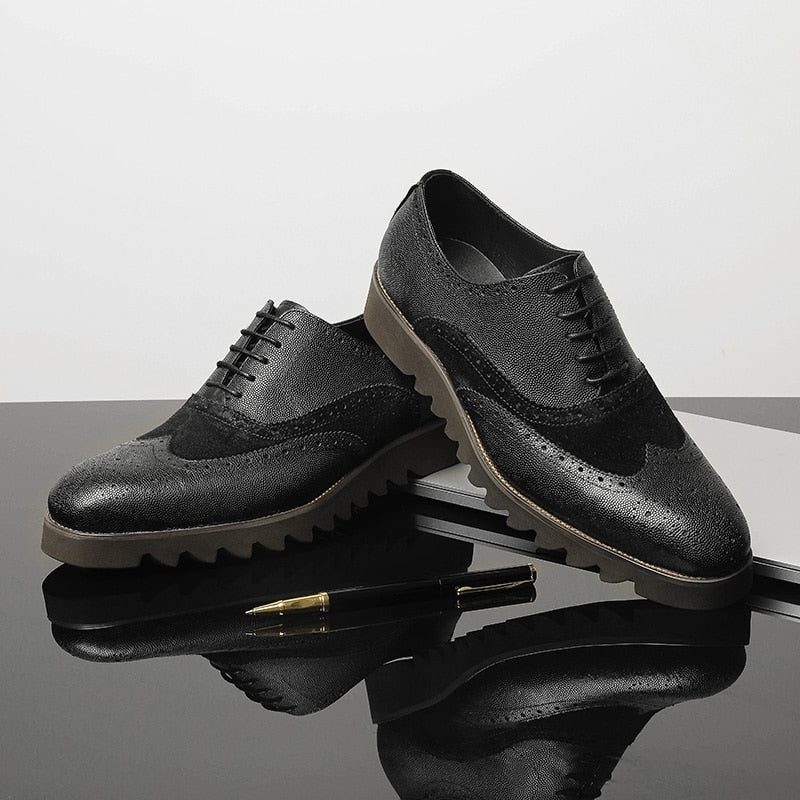 Formella Skor För Män Alligator Luxury Wingtip Brogue Fritidsskor - Svart