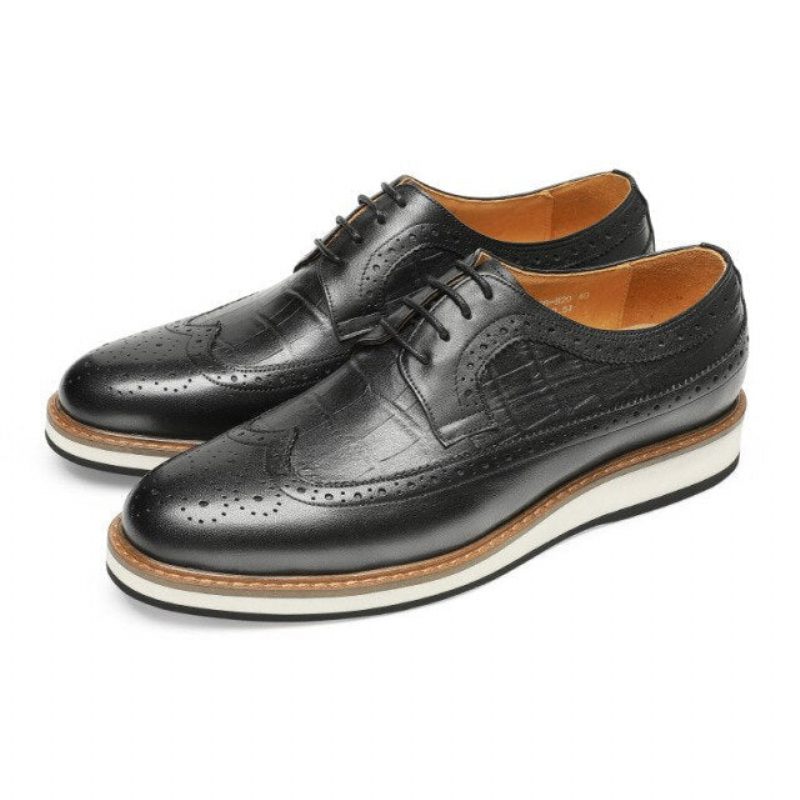 Formella Skor För Män Cow Leather Designer Brogue Fritidsskor - Svart