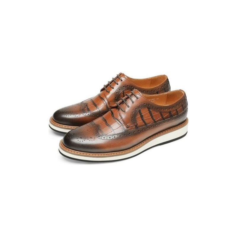 Formella Skor För Män Cow Leather Designer Brogue Fritidsskor - Kaffe