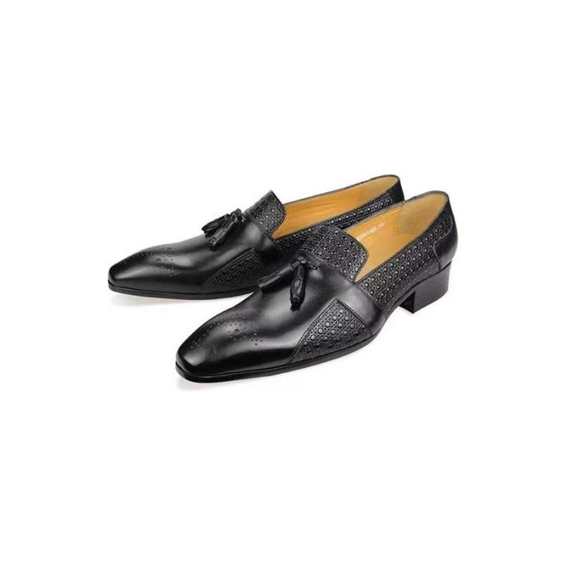 Formella Skor För Män Läder Brogue Oxford Wedding Loafers - Svart