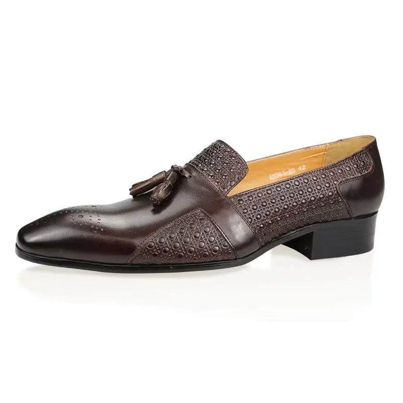 Formella Skor För Män Läder Brogue Oxford Wedding Loafers - Kaffe