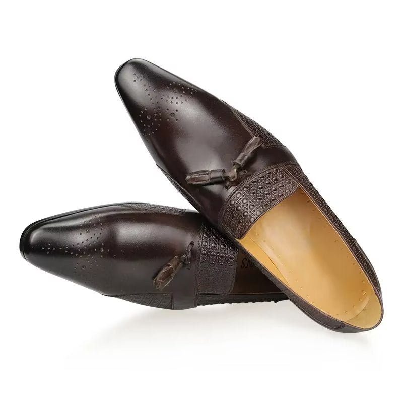 Formella Skor För Män Läder Brogue Oxford Wedding Loafers - Kaffe