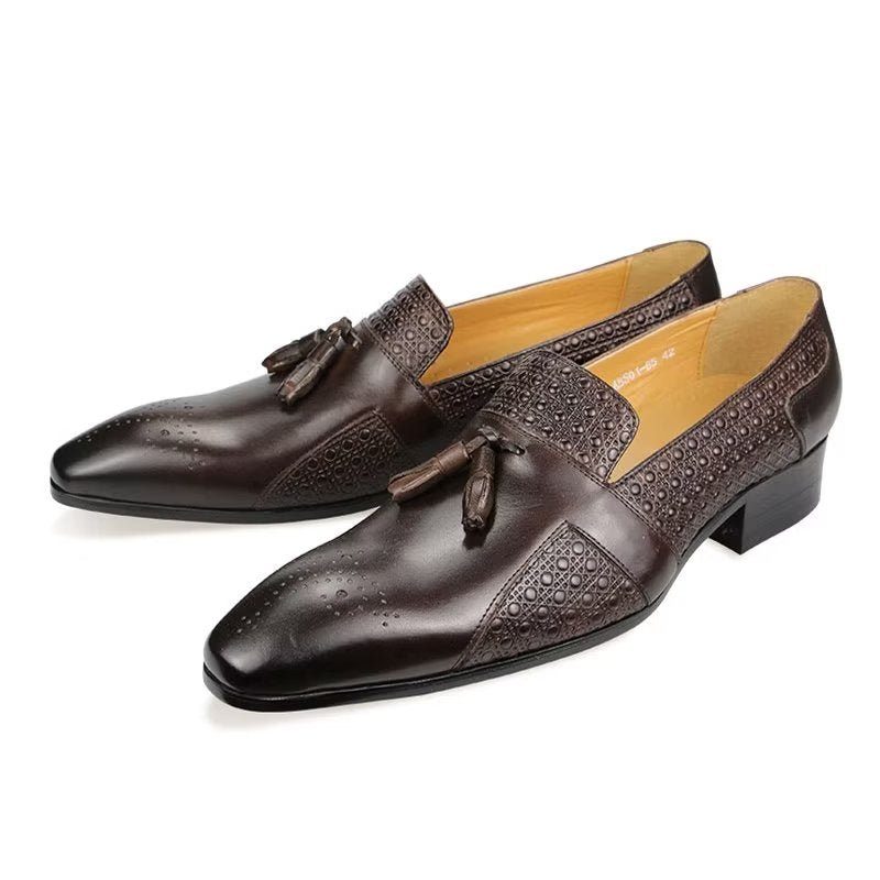 Formella Skor För Män Läder Brogue Oxford Wedding Loafers - Kaffe