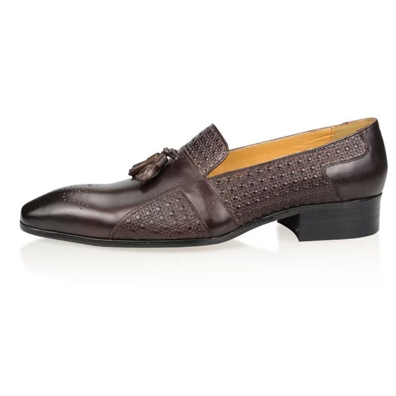 Formella Skor För Män Läder Brogue Oxford Wedding Loafers - Kaffe