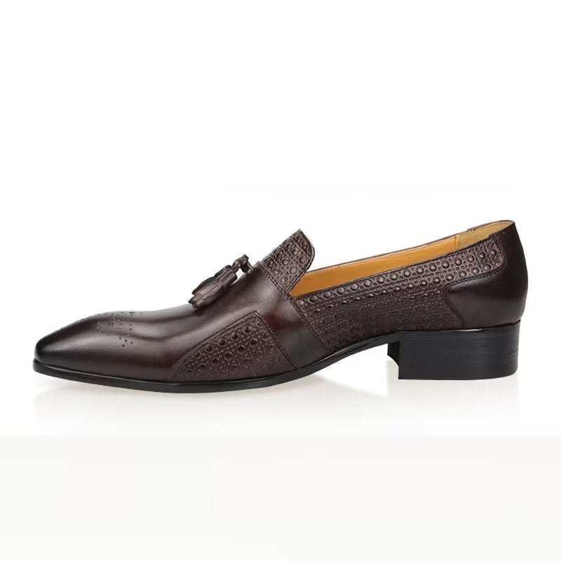 Formella Skor För Män Läder Brogue Oxford Wedding Loafers - Kaffe