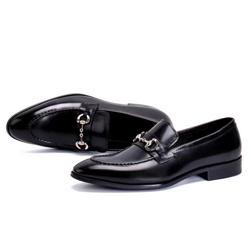 Formella Skor För Män Läder Slip-on Loafers - Svart