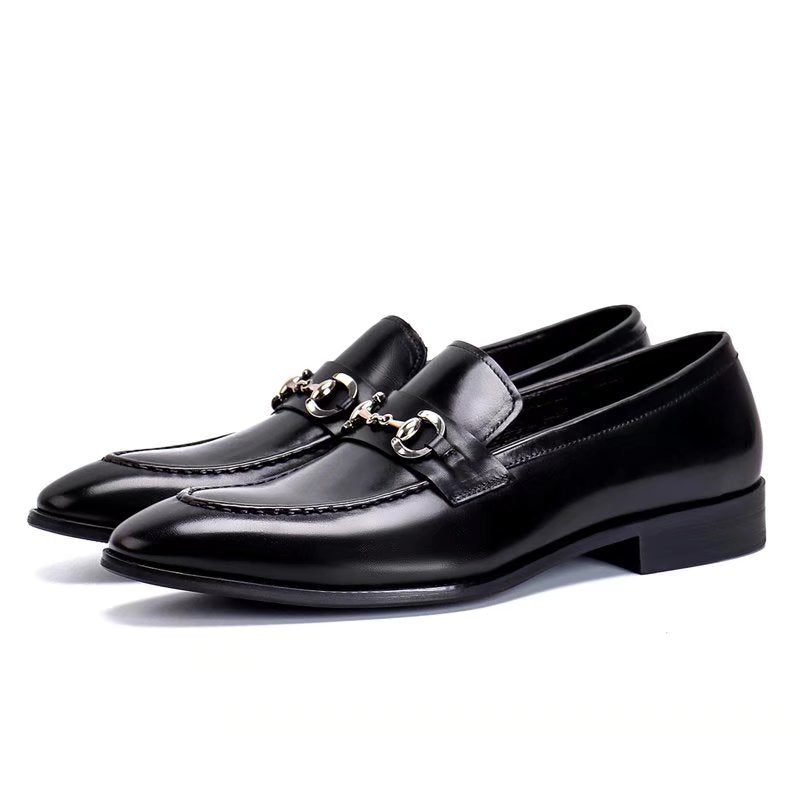 Formella Skor För Män Läder Slip-on Loafers - Svart