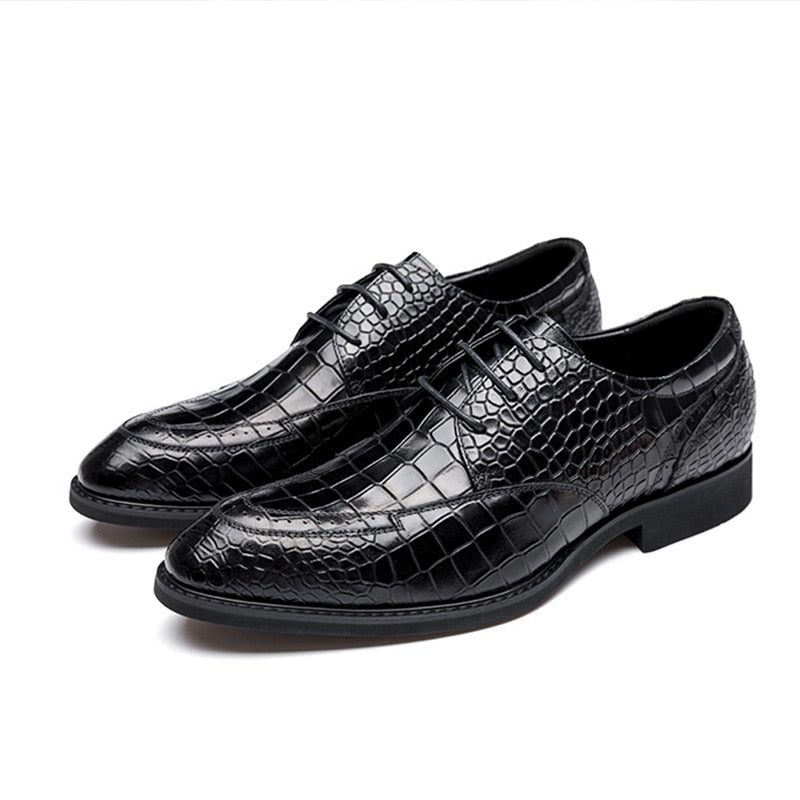 Formella Skor För Män Lyxiga Crocgloss Classic Brogue Dress - Svart