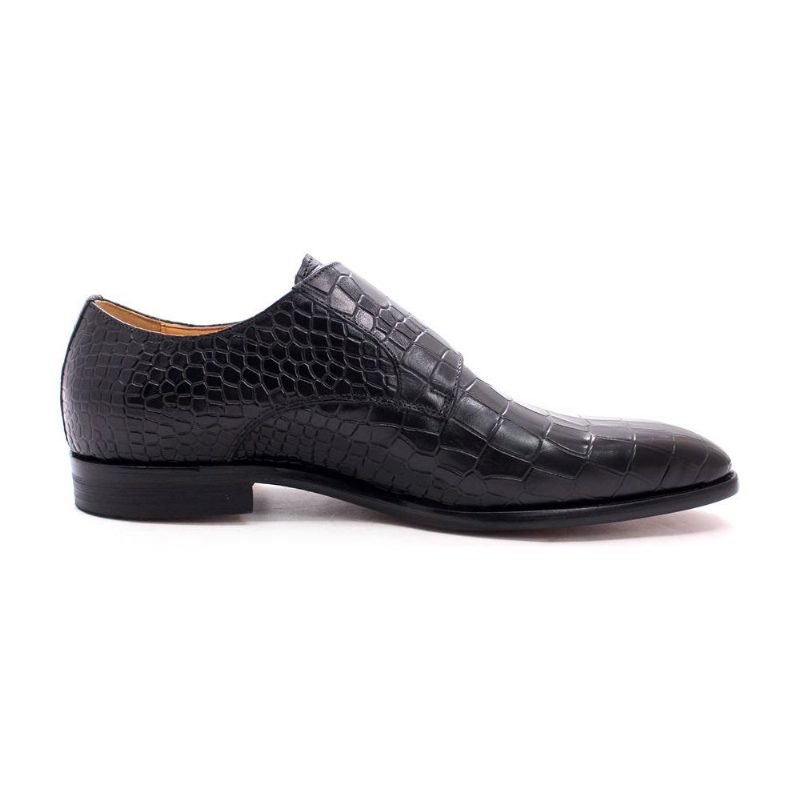 Formella Skor För Män Lyxiga Crocstride Square Toe Monk Strap Klänning - Svart