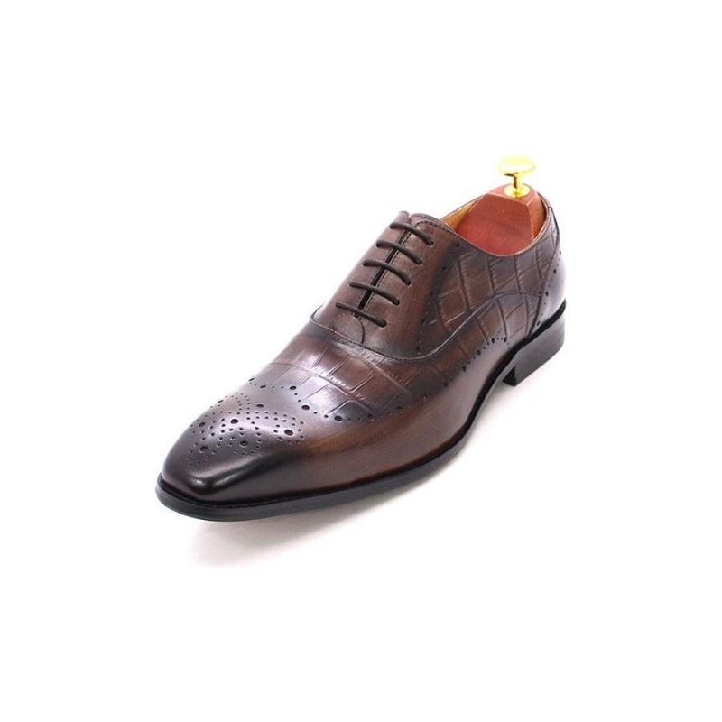 Formella Skor För Män Lyxiga Krokodilläder Brogue Oxford Dress