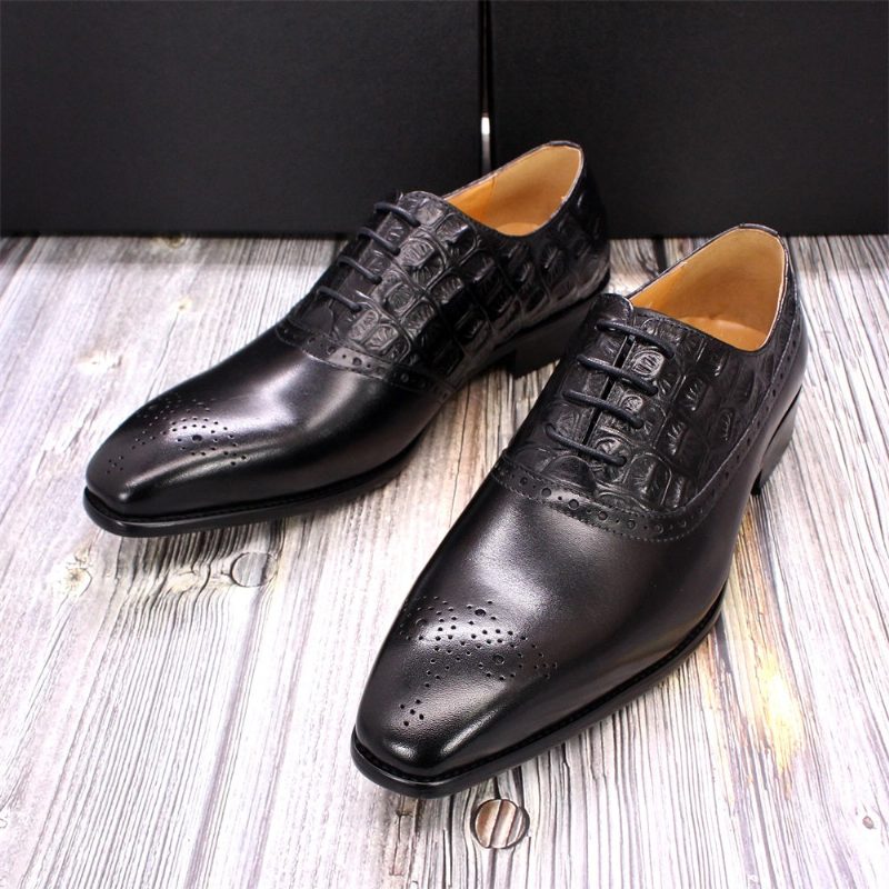 Formella Skor För Män Lyxigt Läder Brogue Oxford Dress - Svart