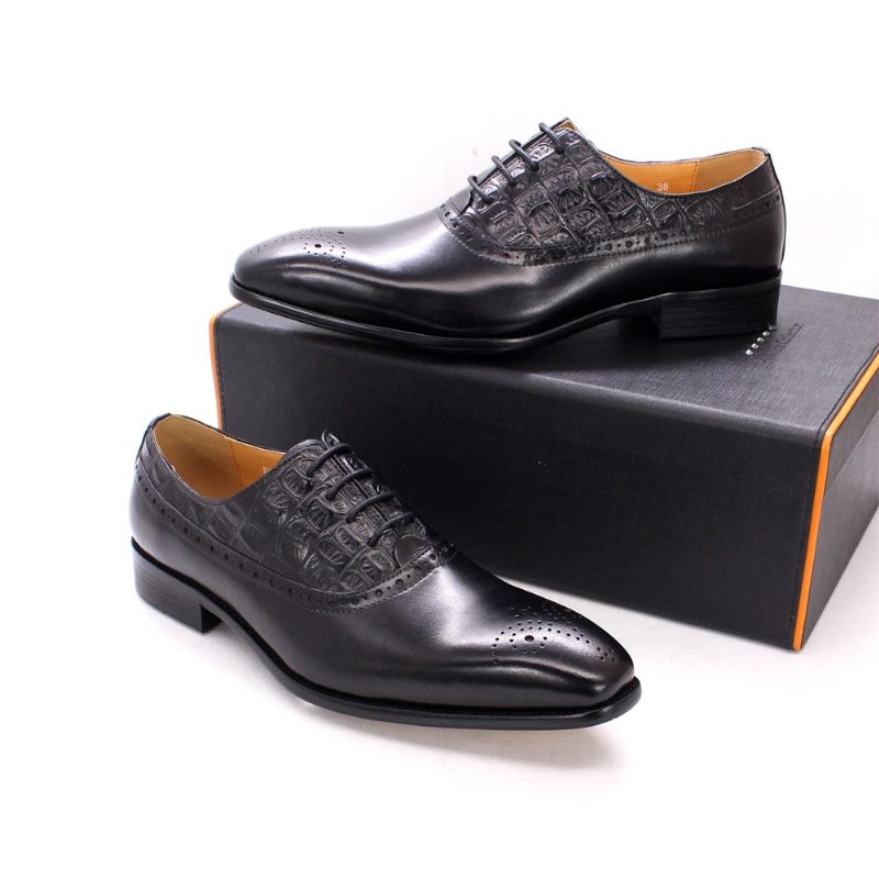 Formella Skor För Män Lyxigt Läder Brogue Oxford Dress - Svart