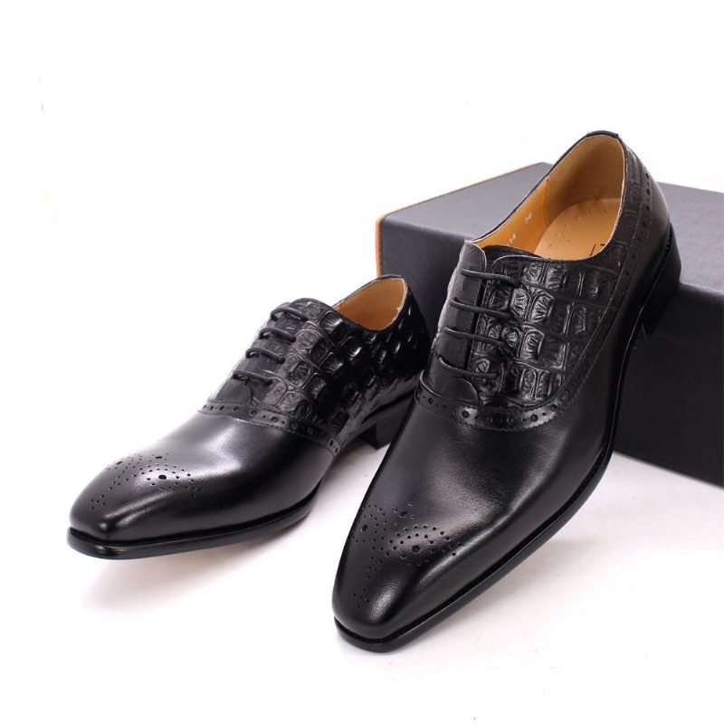 Formella Skor För Män Lyxigt Läder Brogue Oxford Dress - Svart