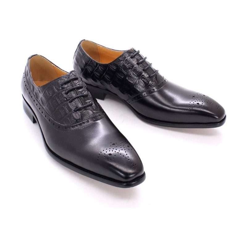 Formella Skor För Män Lyxigt Läder Brogue Oxford Dress - Svart