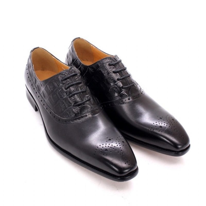 Formella Skor För Män Lyxigt Läder Brogue Oxford Dress - Svart